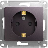 Розетка с заземлением без рамки Systeme Electric Glossa 1-м. шторки сиреневый туман картинка